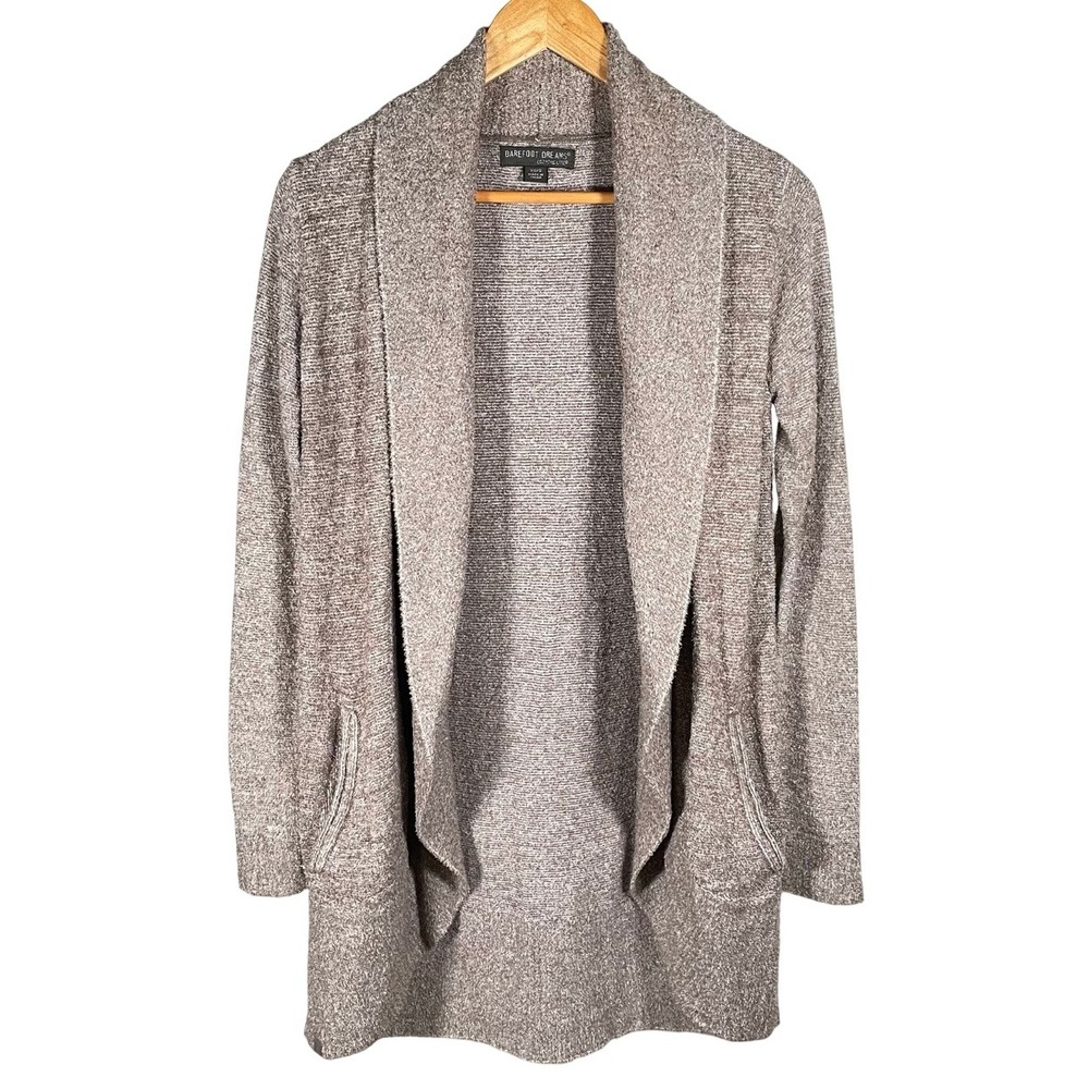 Barefoot Dreams CozyChic Lite Circle Cardi Knit Cardigan Open Front Pockets XS/S
